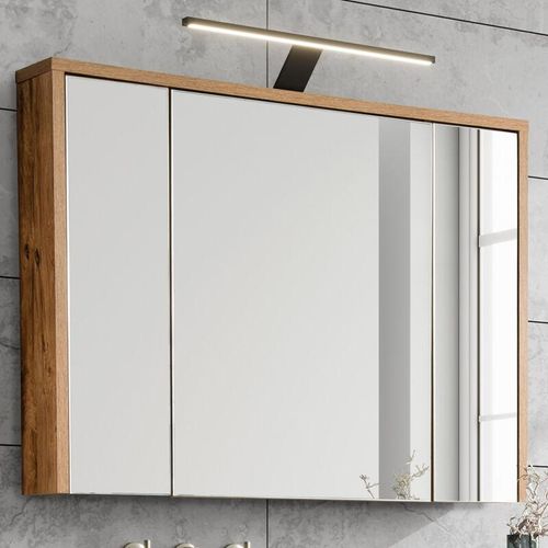 4066075013303 - Lomadox - Badezimmer-Spiegelschrank mit Beleuchtung 100 cm breit HARLOW-56 Eiche Dekor b h t ca 100 75-80 16