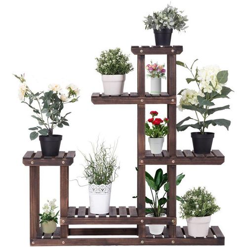 0615200233020 - Costway - Pflanzenregal Blumenregal Blumenstaender Blumentreppe Pflanzentreppe Garten Holzregal Holz mehrstoeckig 100x25x97cm