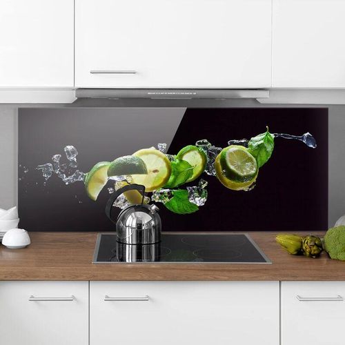 4061372332409 - Micasia - Spritzschutz Glas - Mojito Zutaten - Panorama Quer Größe HxB 40cm x 100cm