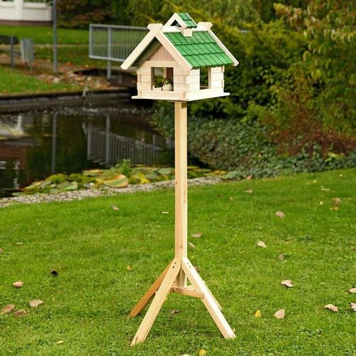 4250357314176 - - Vogelhaus Weiß Vogelfutterhaus aus Holz Vogelvilla Vögel Ständer