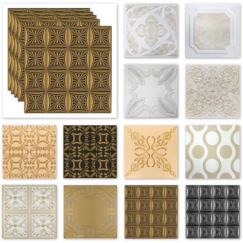 4251874644234 - Hexim - Deckenplatten Styropor xps - farbig viele Motive 50x50cm - Sparpaket Nr03 bis Nr112 10 m² 40 Platten NR112 c-z - schwarz-gold 4251874644234 - Hexim - Deckenplatten Styropor xps - farbig viele Motive 50x50cm - Sparpaket Nr03 bis Nr112 10 m² 40 Platten NR112 c-z - schwarz-gold