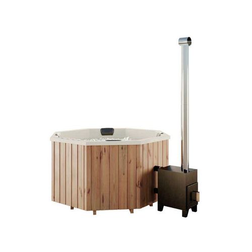 4251771228049 - Finntherm - Badefass Kopenhagen aus Thermoholz Badebottich Hot Tub mit Holzofen Whirlpool Schwimmbecken Jacuzzi outdoor beheizbar 200 x 200 cm