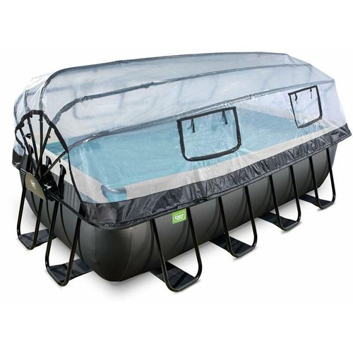 8720289693794 - Exit Toys - exit Black Leather Pool 400x200x100cm mit Sandfilterpumpe und Abdeckung - schwarz - Schwarz