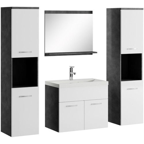 8720171713241 - Badezimmer Badmöbel Set Montreal xl 60cm Waschbecken Grau mit Hochglanz Weiß - Unterschrank Hochschrank Waschtisch Möbel - Dunkel grau mit hochglanz 8720171713241 - Badezimmer Badmöbel Set Montreal xl 60cm Waschbecken Grau mit Hochglanz Weiß - Unterschrank Hochschrank Waschtisch Möbel - Dunkel grau mit hochglanz