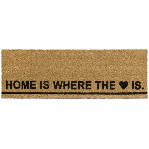 4052025201982 - Fußmatte lang Kokos 40 x 120 cm mit Spruch home is where the heart is Kokosmatte als Fußabtreter für breite Indoor und Outdoor Türen rutschfest als