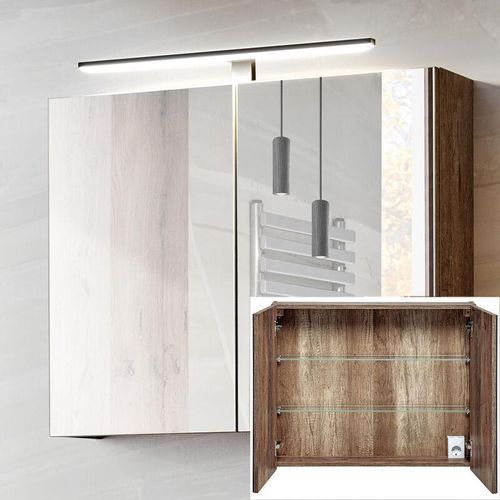 4066075047766 - Lomadox - Spiegelschrank 80cm mit LED-Beluchtung PUEBLA-56 in Vintage Oak Nb b h t ca 80 75 16cm