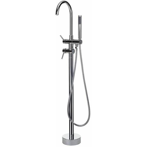 4260580934775 - Beliani - Duscharmatur Armatur Freistehend Mischer Wasserhahn Dusche Set Brause silber Edelstahl Messing Kunststoff Modern - Silber