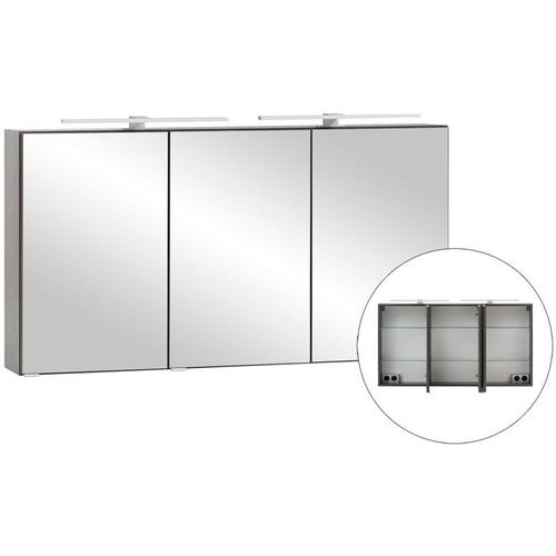 4066075034865 - Lomadox - 3D-Spiegelschrank 120 cm breit VIDAGO-03 in graphit mit led Beleuchtung b h t ca 120 64 20 cm - grau