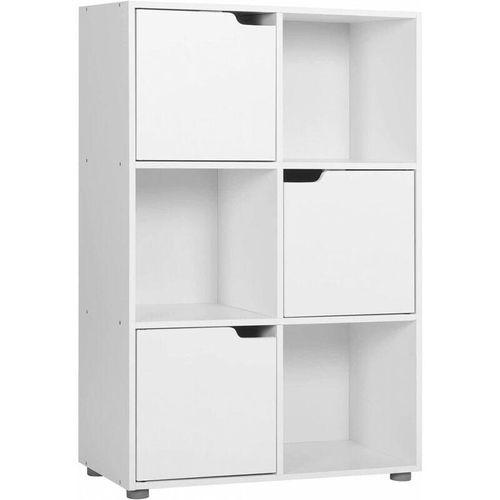 4063425129387 - Woltu - Bücherregal Bücherschrank Standregal Aufbewahrungregal Raumteiler Büroregal Aktenschrank mit 3 Türen 6 Fächer 29 x 91 x 596 cm Weiß