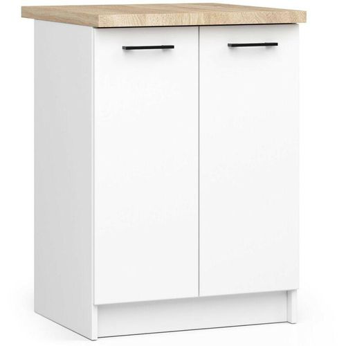 5901738168060 - Küchenschrank Akord oliwia modular S60 Unterschrank mit Arbeitsplatte Weiß 60 cm 2 Türen 2 Ebenen B60 x H85 x T46 cm