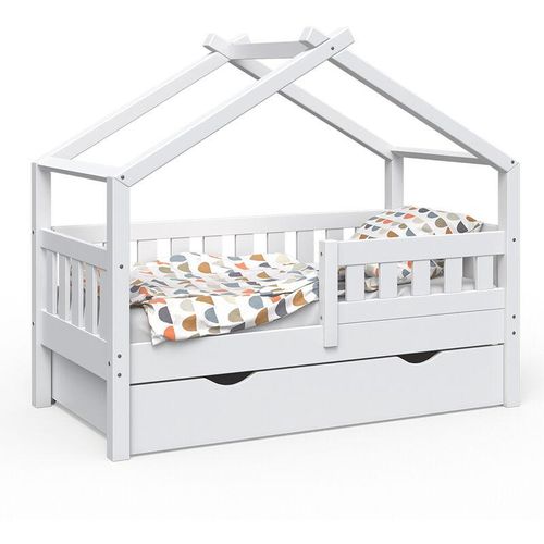 4251421944282 - Vitalispa - Kinderbett Design 140x70cm Weiß mit Gästebett und Rausfallschutz