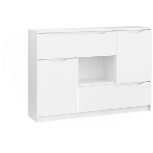 4251421970991 - Kommode RUBEN Weiß 4 Schubladen 120 cm Sideboard Mehrzweckschrank Schrank