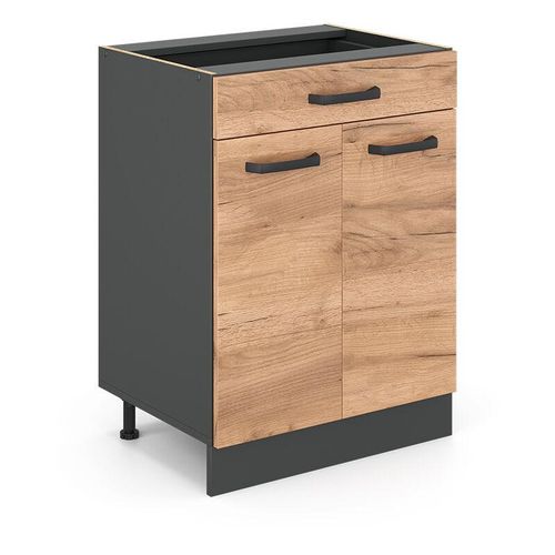 4251421955929 - Küchenschrank mit Schublade R-Line Goldkraft Eiche 60 cm mit Schublade ohne Arbeitsplatte Vicco