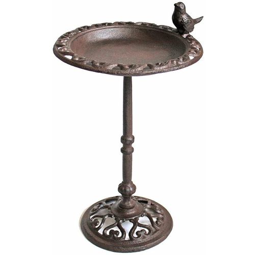 4260700658253 - Spetebo - Gusseisen Wassertränke vogel antik braun - 39 cm - Vogelbad mit Standfuß