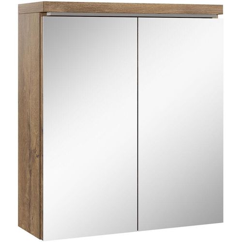 8719128569642 - - Badezimmer Spiegelschrank Toledo 60cm Braun Eiche – Stauraum Unterschrank Möbel zwei Türen Badschrank - Braun eiche 8719128569642 - - Badezimmer Spiegelschrank Toledo 60cm Braun Eiche – Stauraum Unterschrank Möbel zwei Türen Badschrank - Braun eiche