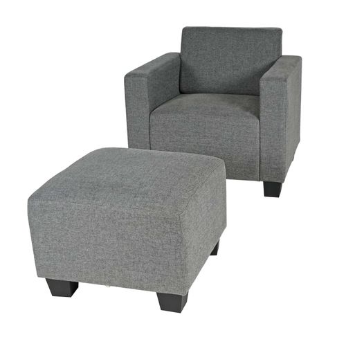 4057651498256 - Modular Sessel Loungesessel mit Ottomane Moncalieri Stoff Textil ~ grau