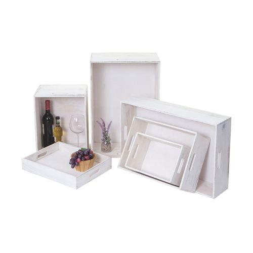 4057651264516 - 6er Set Holzbox MCW-C20 Dekokiste Aufbewahrung Holzkiste Shabby-Look Vintage ~ weiß shabby