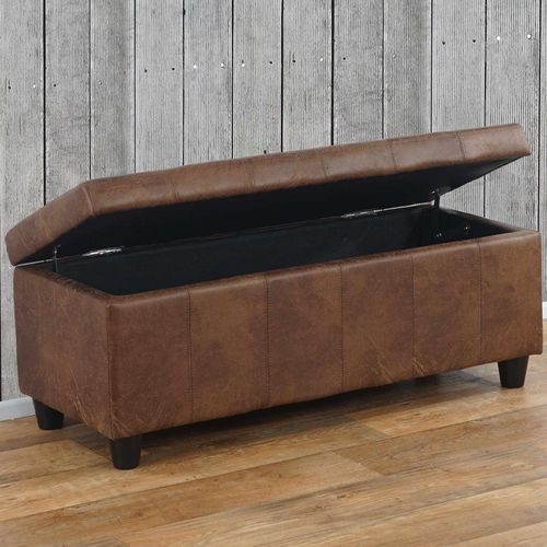 4052826156122 - Aufbewahrungs-Truhe Kriens Sitzbank Bank Stoff Textil 45x114x45cm MVG-zertifiziert ~ Wildlederimitat