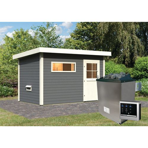 4010090474816 - Saunahaus Ondo 1 SET terragrau mit Ofen 9 kW ext Strg Kabel Dachfolie Fenster 4010090474816 - Saunahaus Ondo 1 SET terragrau mit Ofen 9 kW ext Strg Kabel Dachfolie Fenster