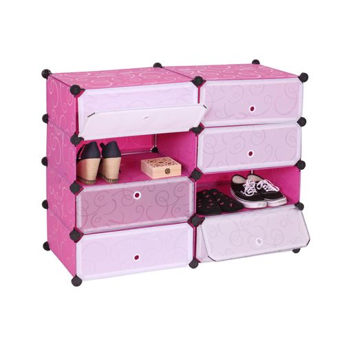 4057651225739 - Schuhschrank MCW-B66 Schuhablage Schrank Steckregal Aufbewahrung 8 Fächer 73x92x36cm ~ rosa