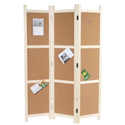 4057651050720 - Paravent MCW-G52 Raumteiler Trennwand Sichtschutz Pinnwand Kork ~ braun 3 Panele 166x121cm