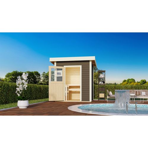 4010090474083 - Saunahaus Ekiti SET terragrau mit Ofen 9 kW Bio ext Strg Kabel Dachfolie 4010090474083 - Saunahaus Ekiti SET terragrau mit Ofen 9 kW Bio ext Strg Kabel Dachfolie
