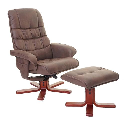 4057651272108 - Relaxsessel MCW-E30 Fernsehsessel Liegesessel TV-Sessel mit Hocker ~ Wildlederimitat braun