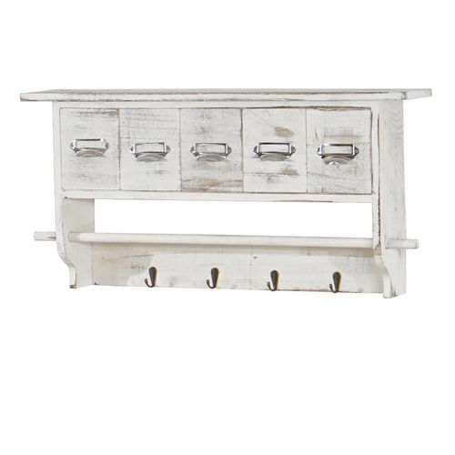 4057651257464 - Küchenregal MCW-C49 Haushaltsregal Regal Vintage mit 5 Schubladen 32x65x13cm ~ Shabby Look weiß 4057651257464 - Küchenregal MCW-C49 Haushaltsregal Regal Vintage mit 5 Schubladen 32x65x13cm ~ Shabby Look weiß