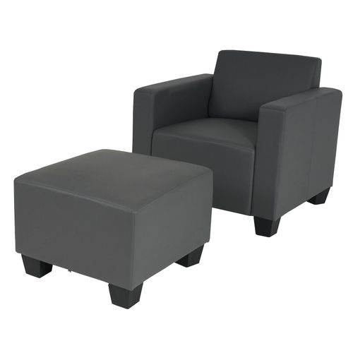4057651510217 - Modular Sessel Loungesessel mit Ottomane Moncalieri Kunstleder ~ dunkelgrau 4057651510217 - Modular Sessel Loungesessel mit Ottomane Moncalieri Kunstleder ~ dunkelgrau