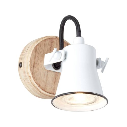 4004353350016 - Lampe Seed Wandspot weiß holz hell 1x PAR51 GU10 5W geeignet für Reflektorlampen (nicht enthalten) Köpfe schwenkbar - weiß - Brilliant