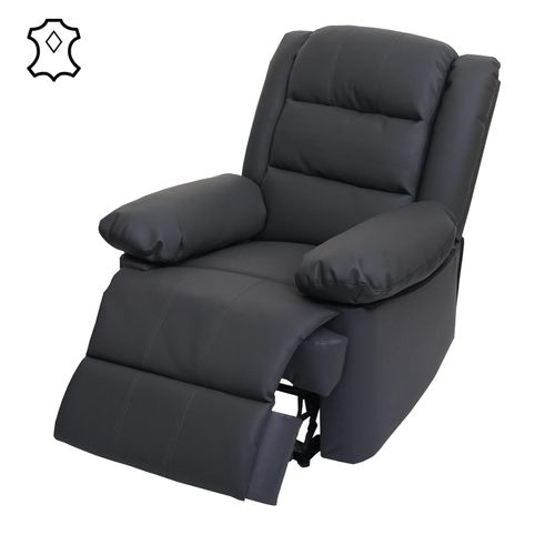 4057651532646 - Fernsehsessel MCW-G15 Relaxsessel Liege Sessel Leder + Kunstleder 101x87x100cm ~ grau