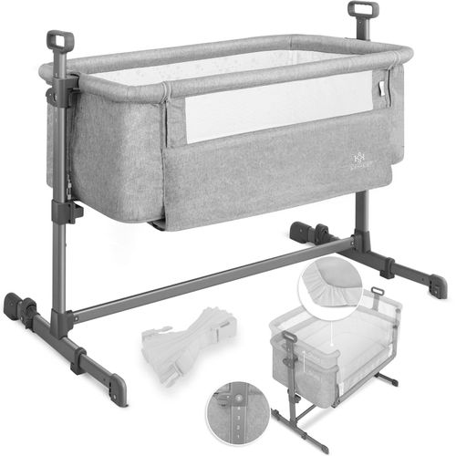 4260663285947 - KESSER® Zustellbett Hubi 3in1 Baby Beistellbett Reisebett Babybett mit weich Matratze mit Rollen Kinderbett 5-fach Höhenverstellung Faltbare Seitenwand für zu Hause und unterwegs