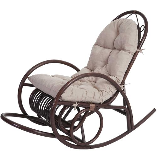 4057651098111 - Schaukelstuhl MCW-C40 Schwingsessel Rattansessel braun ~ Auflage creme 4057651098111 - Schaukelstuhl MCW-C40 Schwingsessel Rattansessel braun ~ Auflage creme