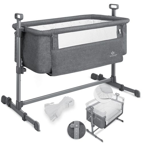4260663285954 - KESSER® Zustellbett Hubi 3in1 Baby Beistellbett Reisebett Babybett mit weich Matratze mit Rollen Kinderbett 5-fach Höhenverstellung Faltbare Seitenwand für zu Hause und unterwegs