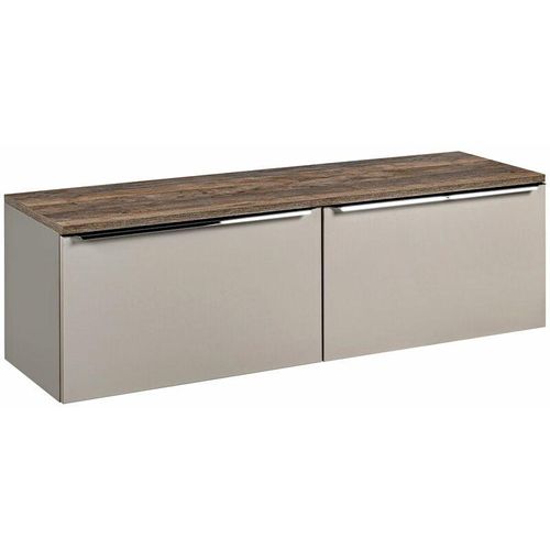 4066075061793 - Lomadox - Waschtischunterschrank 160cm 2 Schubkästen PUEBLA-56-TAUPE in taupe mit Vintage Oak b h t ca 1604 485 46 cm - beige