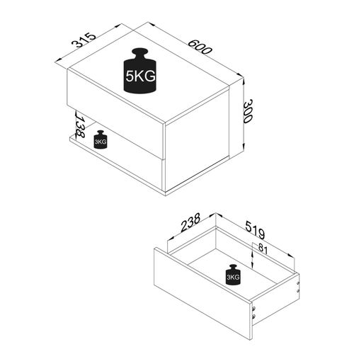 4051814419232 - Holz Wandschublade Nachtschrank Wandboard Schublade Konsole Nachttisch Usal XL 60 cm (Farbe Weiß Honig-Eiche) 4051814419232 - Holz Wandschublade Nachtschrank Wandboard Schublade Konsole Nachttisch Usal XL 60 cm (Farbe Weiß Honig-Eiche)