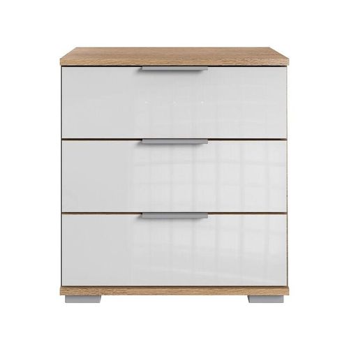 4066075056683 - Lomadox - Schlafzimmer Nachttisch Nachtschrank auch für Boxspringbett geeignet in Plankeneiche Nb mit weißem Glas ELSTRA-43 b h t ca 52 58 38 cm