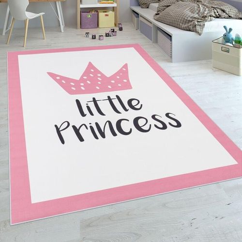 4061981049330 - Kinderteppich Kinderzimmer Mädchen Babyteppich Prinzessin Spruch Rosa 160x230 cm - Paco Home