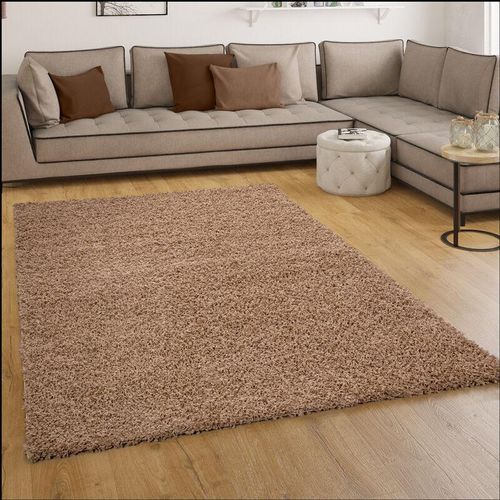 4250857510870 - Shaggy Hochflor Langflor Teppich Sky Einfarbig in Beige 70x250 cm - Paco Home