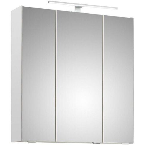 4066075063971 - Lomadox - Badezimmer Spiegelschrank 65cm breit mit Aufsatzleuchte in Weiß Glanz QUEIMADOS-66 b h t ca 65 70 16 cm - weiß