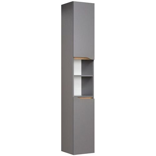 4066075062943 - Lomadox - Bad Hochschrank QENA-66 in Quarzgrau Matt Touch mit Riviera Eiche quer Nb b h t ca 30 1855 33 cm