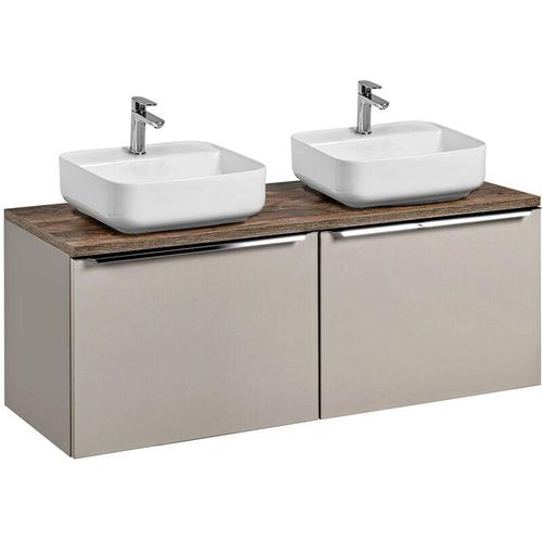 4066075064527 - Lomadox - Doppelwaschtisch-Unterschrank in taupe Vintage Oak 120cm PUEBLA-56-TAUPE b h t 1204 625 46 cm - beige