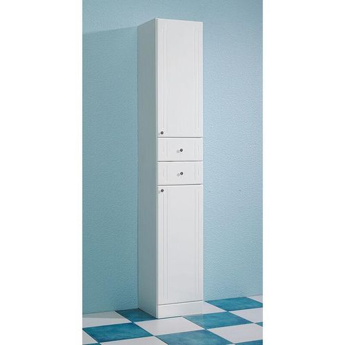 4066075058571 - Badezimmer Hochschrank in weiß mit weiß Hochglanz NEMI-66 B H T ca 325 1885 33 cm - weiß