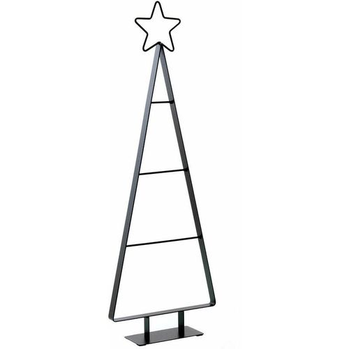 4260700656808 - Spetebo - Metall Tannenbaum in schwarz mit Stern Spitze - 66 cm - Deko Ständer zum Schmücken für Weihnachten und Advent