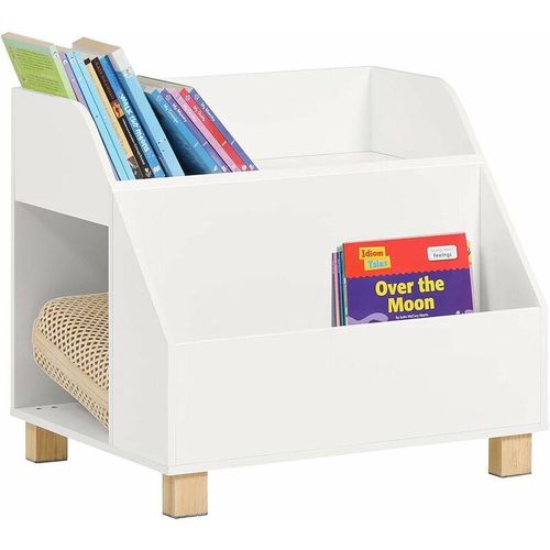 4251388619889 - SoBuy KMB54-W Kinderregal mit 3 Fächern Spielzeugregal Bücherregal Kinder Aufbewahrungsregal für Kinder Standregal mit Massivholzbeine weiß BHT ca