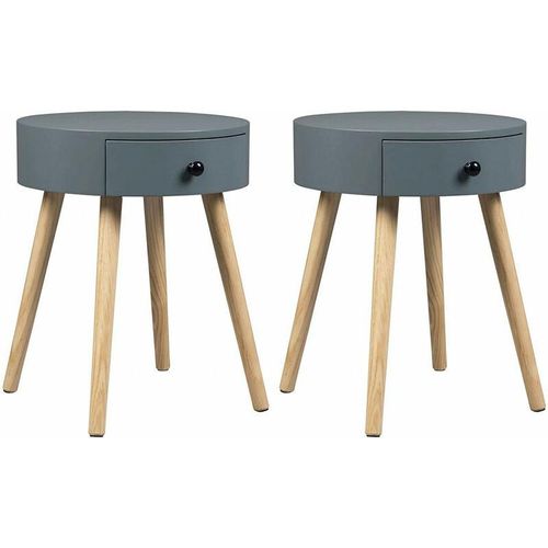 4063425134114 - Woltu - 2er-Set Beistelltisch Nachttisch mit Schublade 38x38x48cm grau - grau