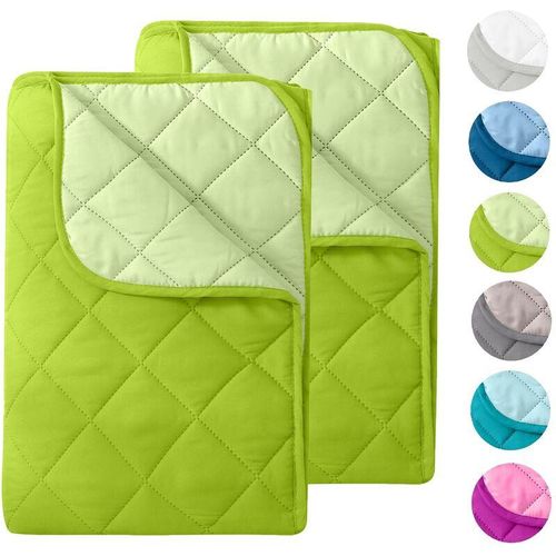 4251474134555 - Wometo - 2 Stück Microfaser Sommer Steppbett im Wende-Design 155x220 – OekoTex grün kochfest 95° Leichtsteppbett für Camping und heiße Tage i ohne