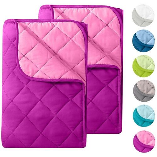 4251474134579 - Wometo - 2 Stück Microfaser Sommer Steppbett im Wende-Design 155x220 – OekoTex lila kochfest 95° Leichtsteppbett für Camping und heiße Tage i ohne