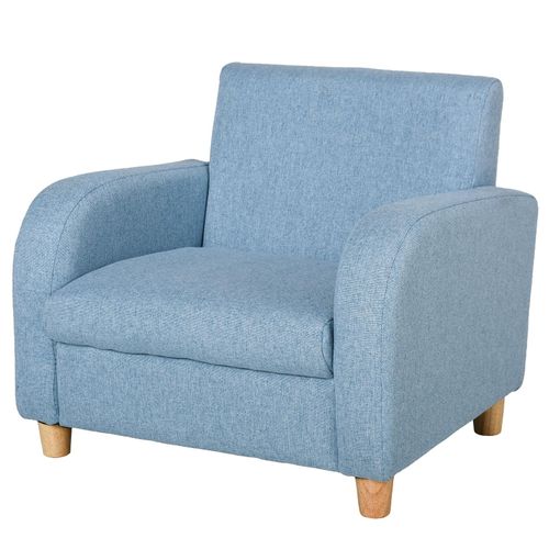 4251774939409 - Kindersessel mit Holzfüßen blau 49L x 45B x 445H cm Sessel blau Kindersessel klein Standbeine Schaumstoff Polster