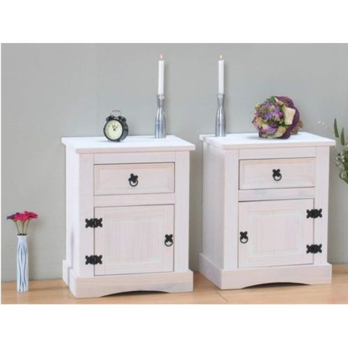 4059865208980 - 2x Nachtschrank New Mexiko Mexico Nachttisch Nachtkonsole Schrank weiß